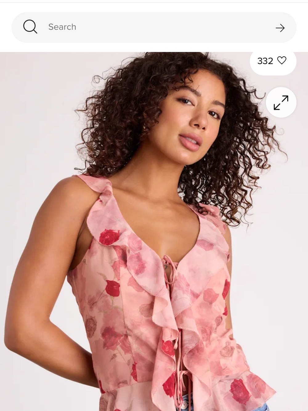 Lulu's Pink Floral Ruffle Tie-Front Tank